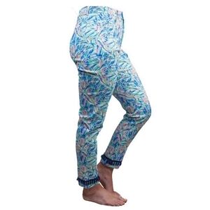 Simply Southern Pant Size Small 28 Women Abstract Blue Crop Tassel Ankle Rise